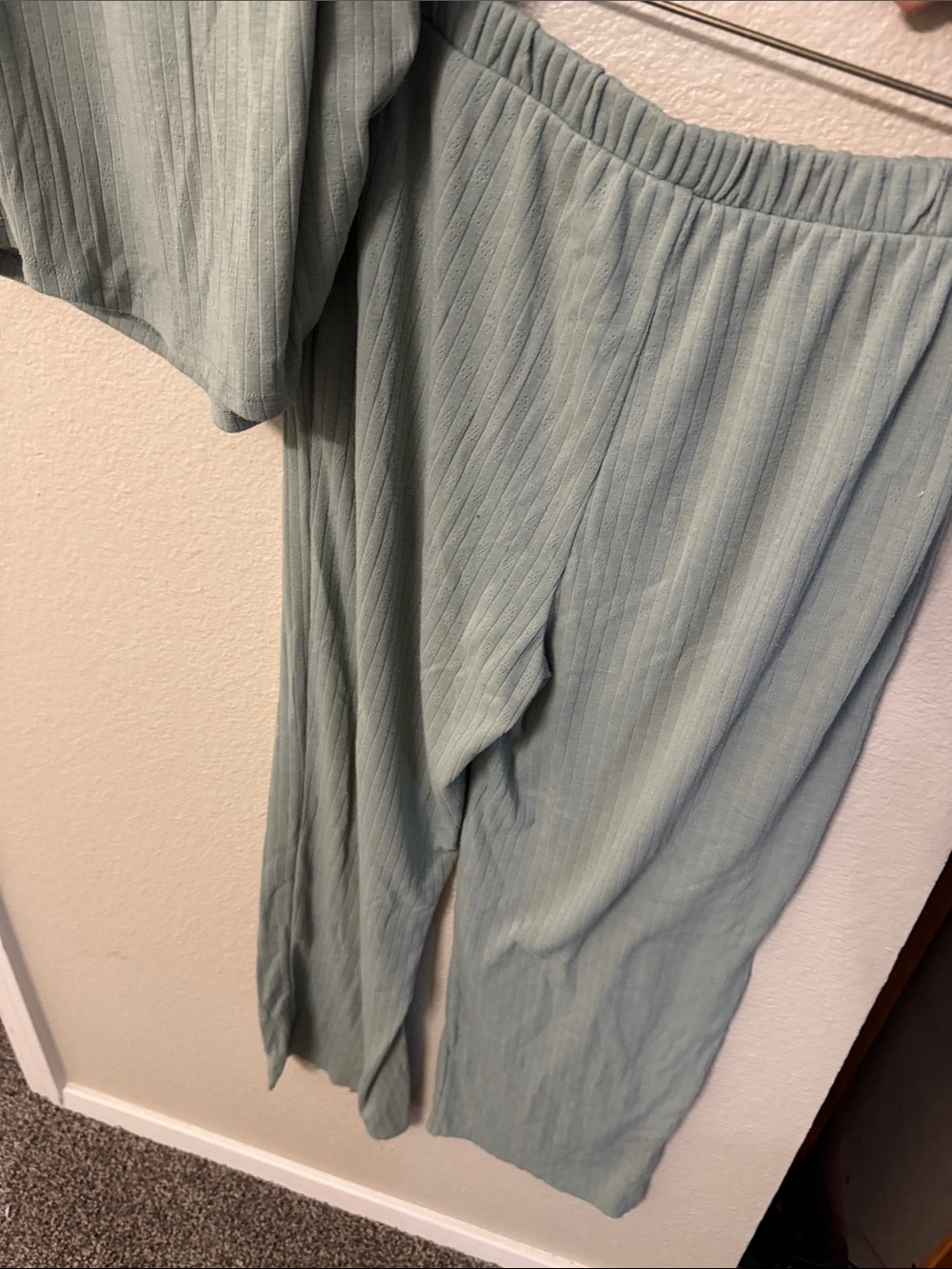 Ribbed Short-Sleeve Pajama Set in Light Sage - Unbranded - Picture 2 of 4